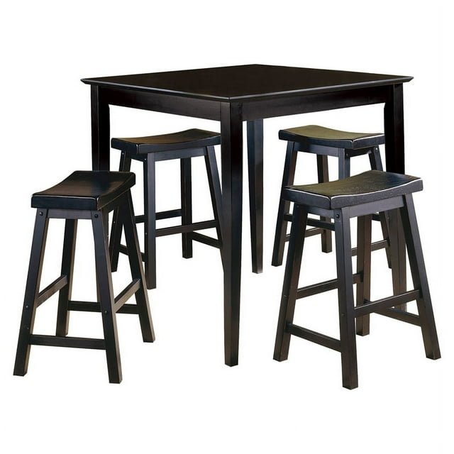 Lexicon 5 Piece Solid Wood Counter Height Dining Set in Black