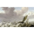 thumbnail image 2 of Porcellis, Julius 24x16 Gold Ornate Wood Framed with Double Matting Museum Art Print Titled - Dutch Windships, 2 of 4