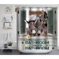 thumbnail image 3 of 4PCS Funny Donkey Shower Curtain Set, Bathroom Rules White Daisy Floral Farm Animal Barn Country Rustic Farmhouse Bathroom Decor, Waterproof Fabric Shower Curtain, Non-Slip Bath Mat Toilet Rug, 3 of 7