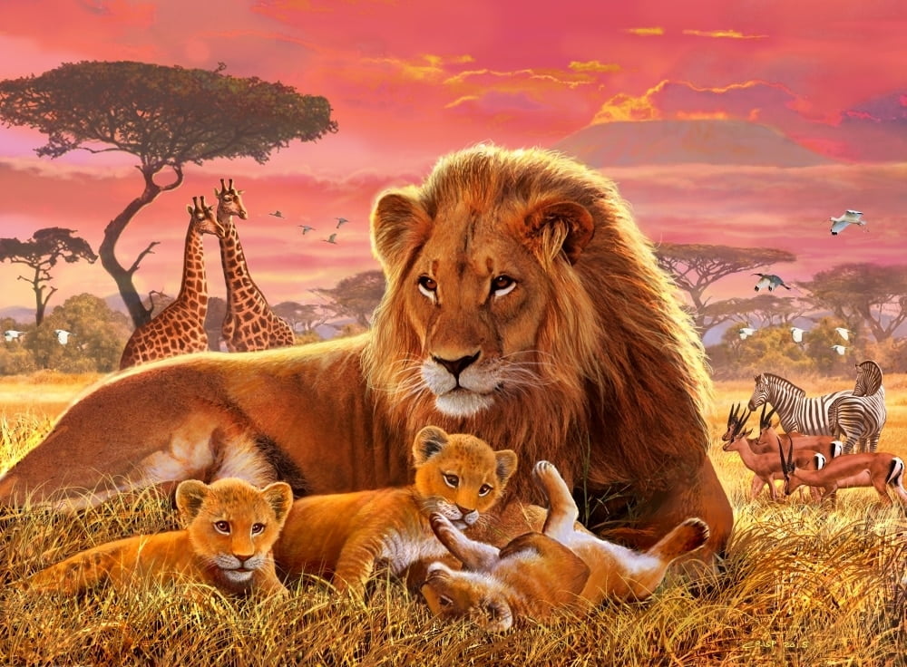 Kilimanjaro Lion and cubs 22 Poster Print by Steve Crisp - Walmart.com ...