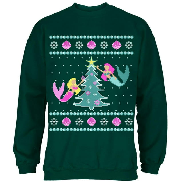 Mermaid Arbre Pull de Noël Laid Chandail en Molleton pour Hommes
