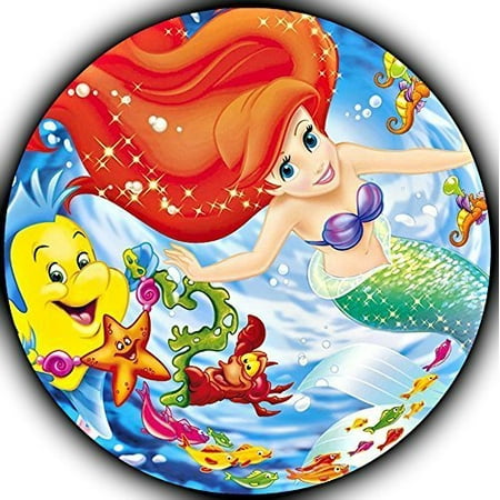 ariel mermaid round topper cake edible frosting sheet birthday customized personalized custom