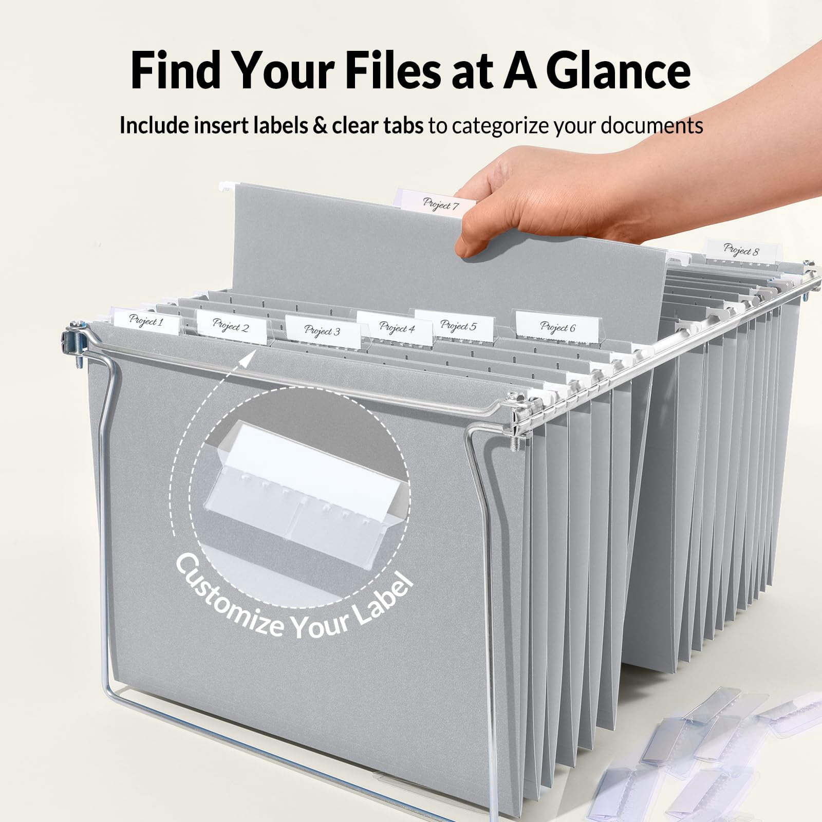 25 Pack Hanging File Folders  Gray Letter Size With 1/5-cut Tabs Stay Organized For Your Home And Office Bulk Documents