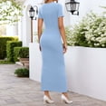 thumbnail image 3 of HNMKIU Long Sleeve Bodycon Dresses for Women Knit Midi Dress Slim Fit Stretchy Casual Fall Winter Dress for Women Blue,L, 3 of 6