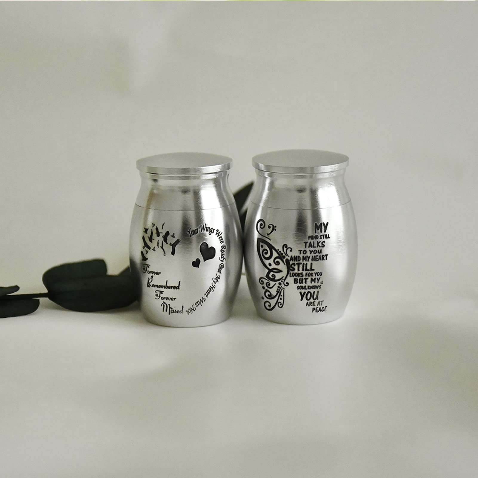 Small Urns for Ashes - Set of 4 1.57 Inch High Aluminium Mini Urns, Cremation Urns for Human/Pet Ashes Ashes Holder Small Keepsake urns for Family & Loved Ones-My Mind Still Talks to You