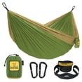 thumbnail image 1 of Wise Owl Outfitters Large DoubleOwl Hammock with Tree Straps, Green/Khaki, 1 of 8