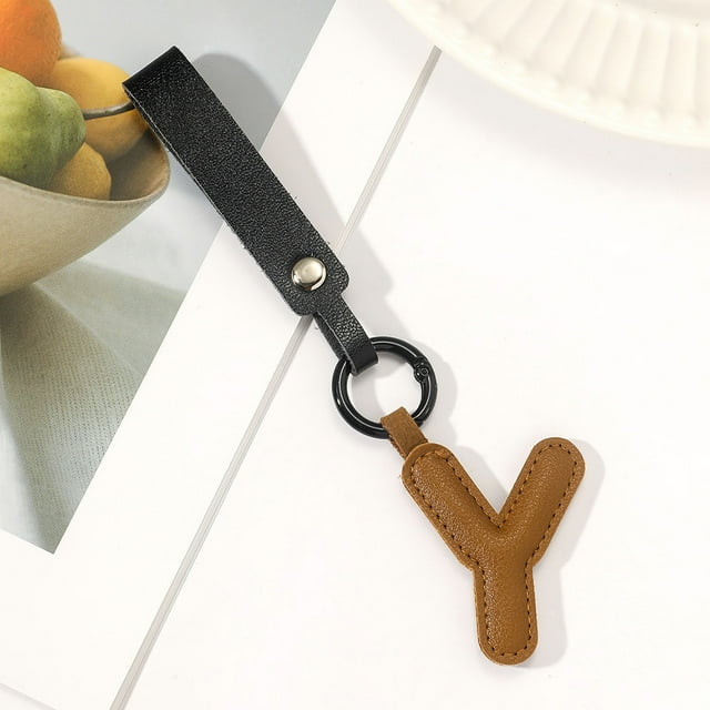 New Leather English Letter Keychain Hanger Car Keychain Bag Accessories
