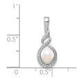 thumbnail image 4 of 925 Sterling Silver Rhodium Plated Freshwater Cultured Pearl and Diamond Pendant, 4 of 5