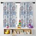thumbnail image 5 of Blackout Kids Curtains,Blue Ethnic Geometric Pattern Childrens Insulated Curtains Set Of 2,Bedroom Essentials,Toddler Room Decor 42x54in(106x137cm), 5 of 5