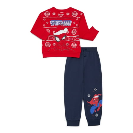 Spider-Man Boys Christmas Graphic Sweatshirt and Sweatpants Set, 2 Piece, Sizes 4-12