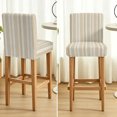thumbnail image 5 of Farmhouse Stripe Bar Stool Covers - Stretch Dining Chair Covers Set of 2, Boho Country Vintage Brown Striped Bar Chair Cover Removable Counter Stool Pub Chairs Slipcovers Protectors for Kitchen/Cafe, 5 of 5