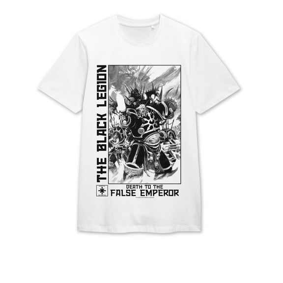 Warhammer 40000 Black and White Black Legion Men's White Graphic Tee-XXL