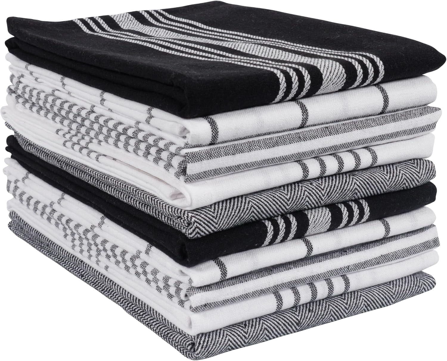 KAF Home Soho Kitchen Towels, Soft and Absorbent Flat Dish Towels, 18” x 28”, Black, 10 Pack