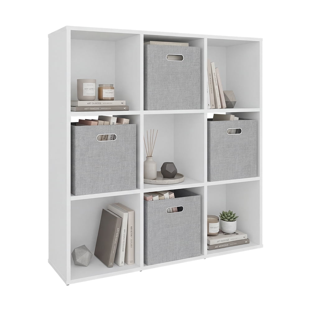 Gridley Collection 9-Cube Storage Organizer with 4 Fabric Bins