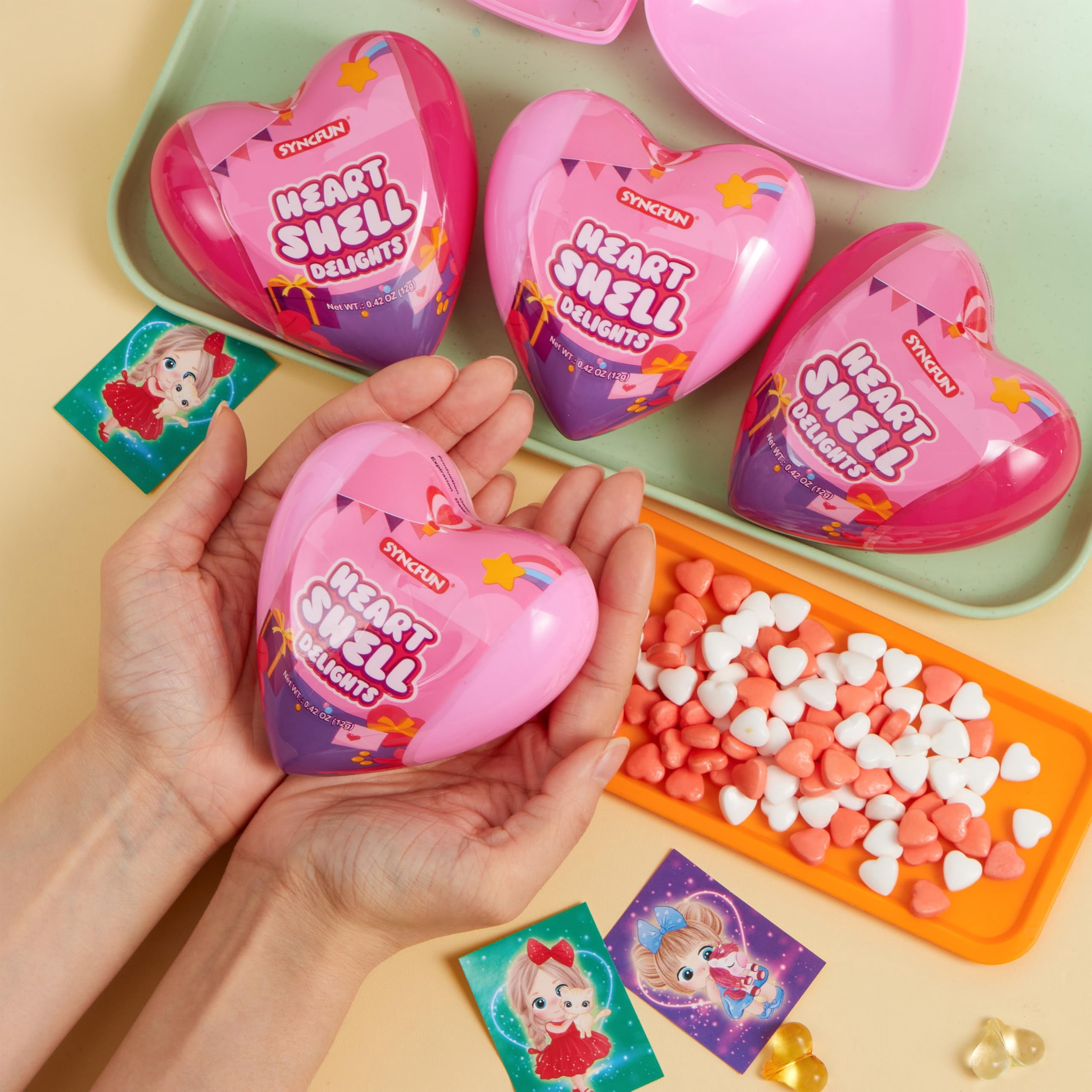 JOYFY 12 Valentine's Day Heart Shell Candy for Valentine, Party