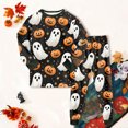thumbnail image 5 of NOEGOEU Kids Halloween Pajamas Set Boys Girls Long Sleeve Sleepwear 2 Piece 2-9 Years (Orange,6-7 Years), 5 of 8