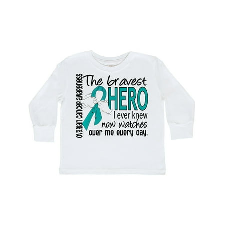 

Inktastic Ovarian Cancer Bravest Hero I Ever Knew 1 Gift Toddler Boy Girl Long Sleeve T-Shirt
