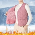 thumbnail image 2 of Tiweut Womens Puffer Vest Lightweight Crew Collar Sleeveless Quilted Jackets Button Fall Spring Plus Size Coat Outerwear,RD1, 2 of 3
