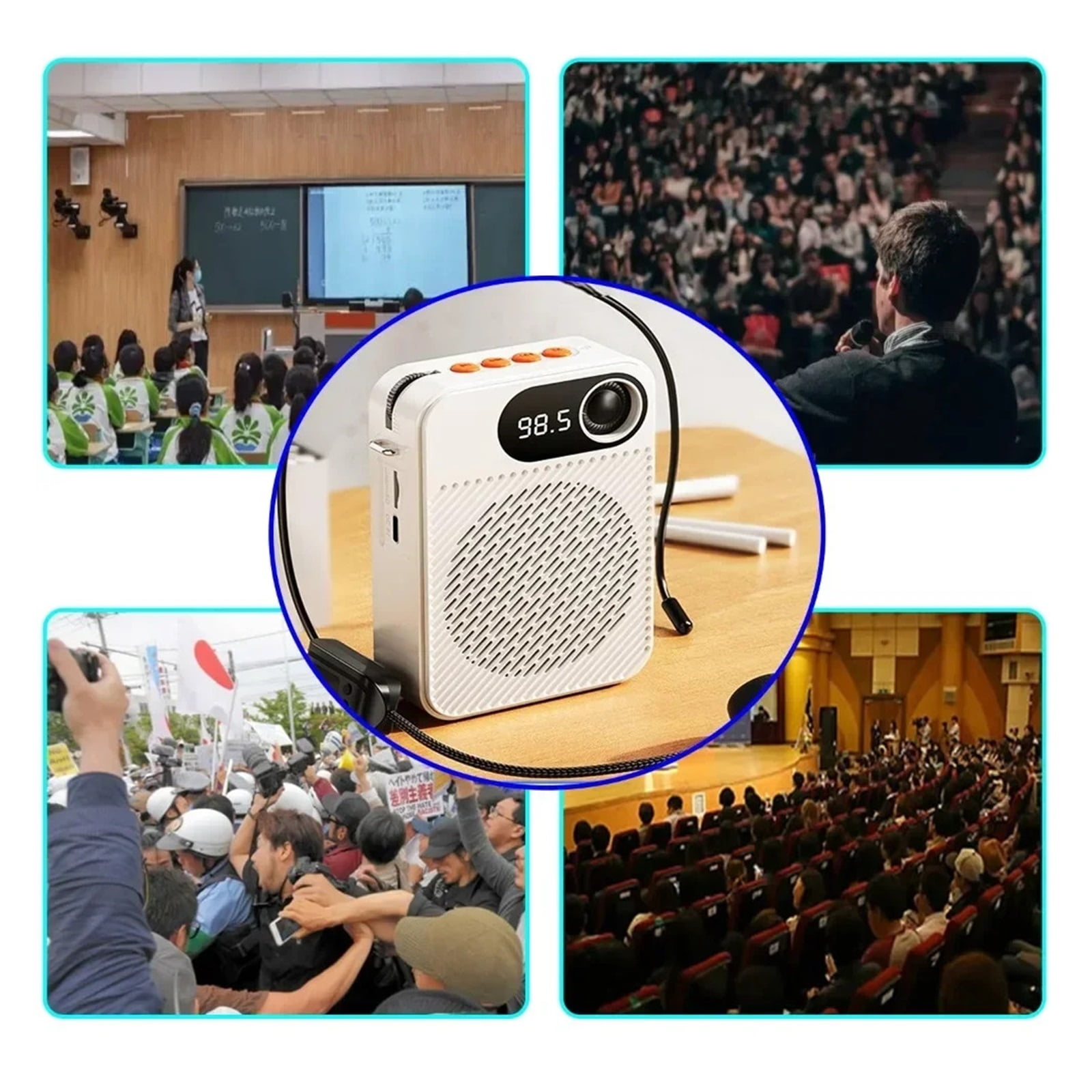 Portable Voice Amplifier With Headset Microphone,Personal Speaker Mic Recharable For Teachers,Tour Guides,Coaches ,Powerful&Original Sound