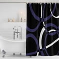 thumbnail image 2 of Polyester Fabric Blue Geometric Shower Curtain, Contemporary White Abstract Lines Black Waterproof Bathtub Curtain Bathroom Decor Set with Hooks 72 x 84 Inches, 2 of 6