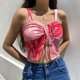 thumbnail image 5 of Tops sin mangas Pompotops mujer Chaleco con estampado de tinte anudado camisetas cortas sexis a la moda Talla S M L, 5 of 9