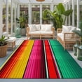 thumbnail image 2 of Area Rugs 4'x6'. Mexican Style Carpet Runner Indoor Outdoor Rugs Home Decor Aesthetic, Colorful Mexico Stripes Green Red Pink Non Slip Mats Washable Accent Rug for Living Room Bedroom, 2 of 8