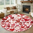 thumbnail image 2 of Red Heart Washable Round Area Rug 8 ft, Valentine's Day, Soft Non Slip Rugs Stain Repellent Indoor Felt Carpet for Living Dining Room Bedroom Home Office, 2 of 9