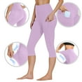 thumbnail image 4 of QATAINLAV High Waisted Capri Leggings for Women with Pockets Running Cycling Workout Soft Cropped Yoga Pants Casual Tummy Control Stretchy Tight Capris Purple L Weekly Prime, 4 of 10