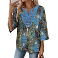 thumbnail image 3 of WIHOLL 3/4 Length Sleeve Summer Tops for Women Trendy Blouses V Neck Lace Shirt Beach Vacation Cruise Outfits, 3 of 11
