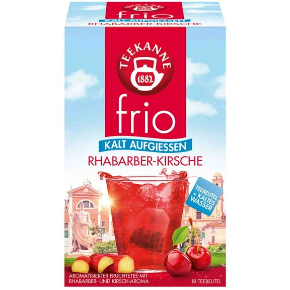 Teekanne Ice Tea FRIO cold brew: RHUBARB CHERRY -18 tea bags-1 box