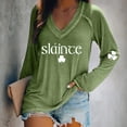 thumbnail image 2 of Wang6 Womens Long Sleeve St Patricks Day V Neck T-Shirt Plus Size Shamrock Letter Printed Tops Causal Loose Fit Saint Graphic Tees Shirts Green1 XL, 2 of 4