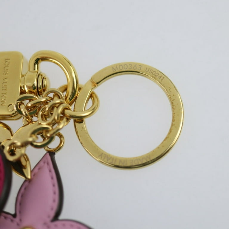 Authenticated Used LOUIS VUITTON Louis Vuitton Portocre Preppy Flower Key  Holder M00363 Metal Leather Gold Pink Blue Ring Bag Charm 