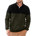 thumbnail image 2 of guisaled Men's Mock Neck Sweatshirts Quarter Zip Quilted Pullover Tops Color Block Long Sleeve Casual No Hood Sweatshirt with Pockets Christmas Gift, 2 of 8