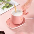 thumbnail image 5 of Juego de posavasos calefactores para tazas de cerámica, 55 ℃, temperatura constante, lindo juego de calentadores de tazas para hogares, regalos de oficina, color rosa, 5 of 5