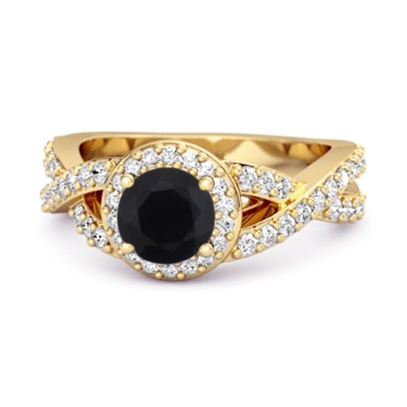 Mooneye 3.37 Ct Black Spinel 925 Sterling Silver Gold Vermeil Infinity Women Valentine Day Gift Ring