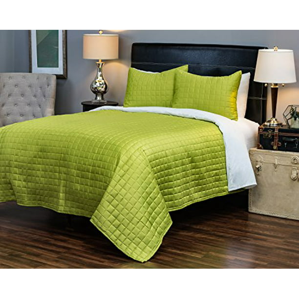 2 Pc Twin Quilt Set In Lime Green, Green Twin Bedding