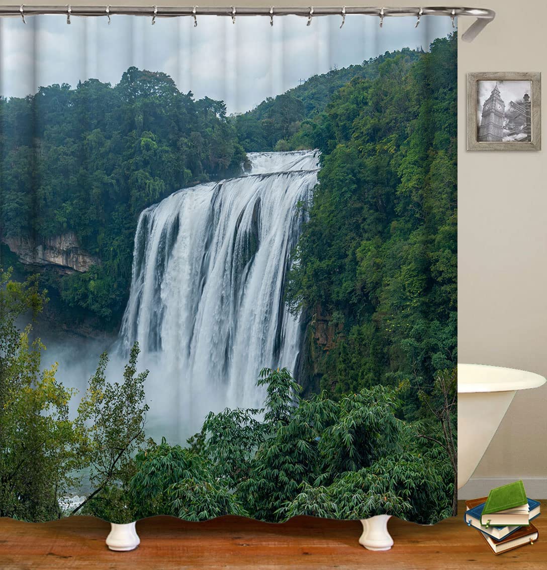 SPXUBZ Spectacular and Beautiful Waterfall Green Trees and Mountain