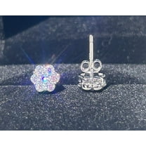 2CT Round Cut VVS1/D Moissanite Cluster Flower Stud Earrings 925 Sterling Silver