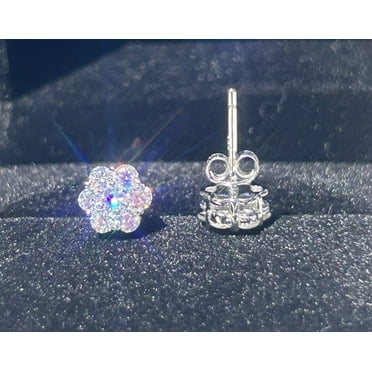 2CT Round Cut VVS1/D Moissanite Cluster Flower Stud Earrings 925 Sterling Silver