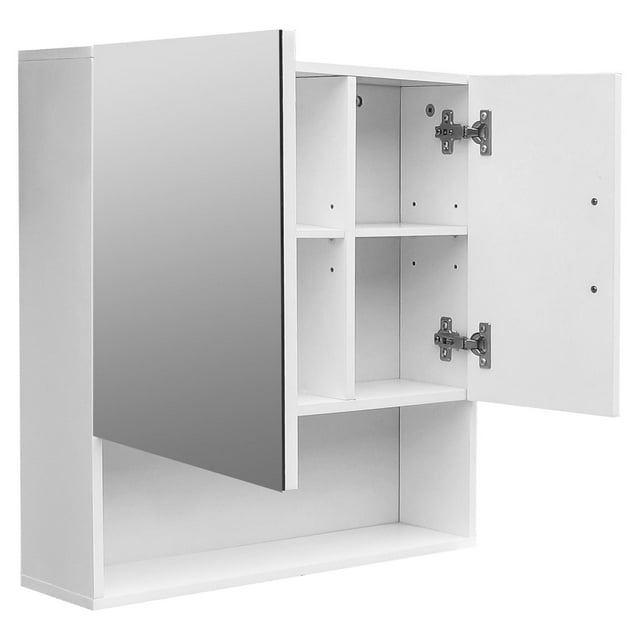 SalonMore Mirror Cabinet, Mirrored Storage Wall Cabinet, Wall Mounted Medicine Cabinet with Mirror Doors & Shelf Bathroom White
