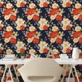 thumbnail image 2 of Ambesonne Asian Floral Peel & Stick Wallpaper for Home, Flowers Eastern Colors, 13"x72", Indigo Burnt Orange Cream, 2 of 5