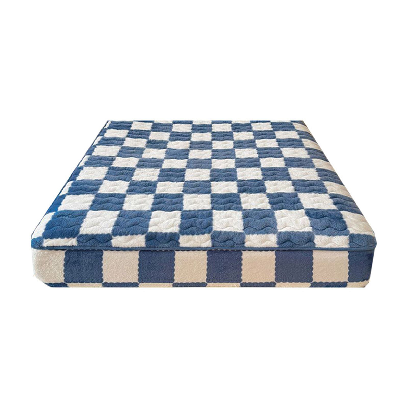 Quilted Fitted Sheet Winter Warm, Checkerboard Pattern Mattress Protector – Breathable Non-Slip Pocket Design, Soft Polyester Bed Cover for Care Bed, Home or Guest Room