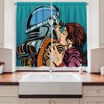thumbnail image 2 of Ambesonne Love Kitchen Curtains, Astroauts Wife Retro, 55"x39", Petrol Blue and Brown, 2 of 3