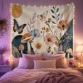 thumbnail image 2 of Cottagecore Mushrooms with Butterflies and Flowers, Peaceful Cottagecore Style for Nature Lovers, Botanical Wall Decor Housewarming Gift, Tapestry Wall Hanging for Bedroom and Dorm, 2 of 7