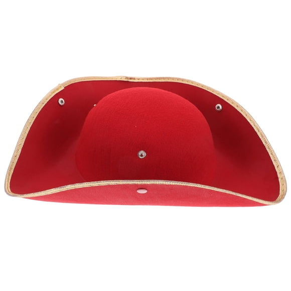 COMPUKAS Chapeau de Pirate Rouge Style Tissu Tricorne 1Pcs pour Fête de Carnaval