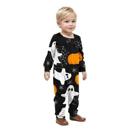 

Paiyanr Toddler Boys Girls Hooded Bodysuit Halloween Related Cute Printed Family Parent-Child Wear Long Sleeved Romper Jumpsuit Multicolor-Baby