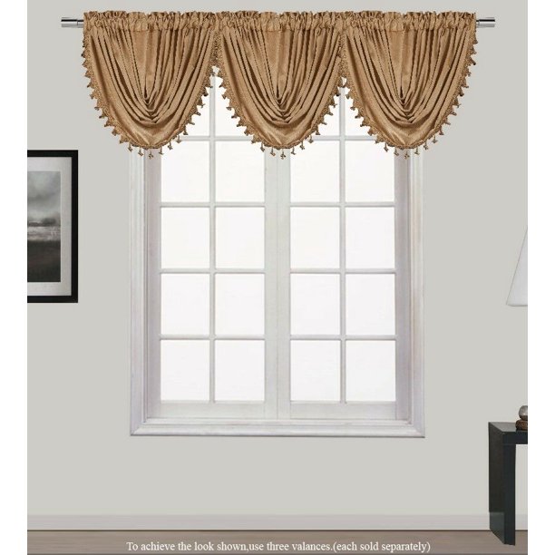 LUXURIOUS 1 PIECE HOLLYWOOD WATERFALL VALANCE GOLD ROD POCKET TOPPER
