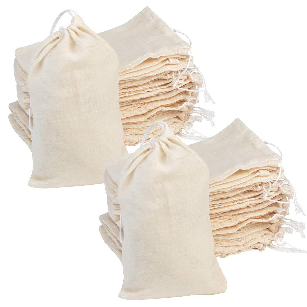50 Cotton Muslin Drawstring Bags Bath Soap Herbs 4x6 