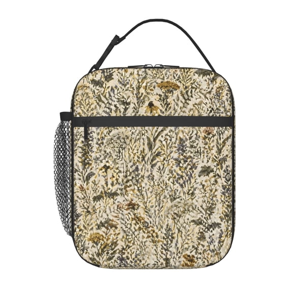 Wildflower Botanical Lunch Bag Reusable Thermal Lunch Box with Handle for Women and Men