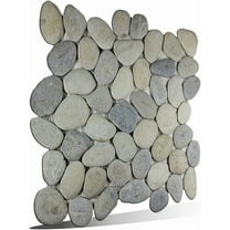 Grey Pebble Mosaic, Tumbled Stone Backsplash Tiles for Kitchen Walls, Shower and Bathroom Floors, and Outdoor Areas (12" X 12")